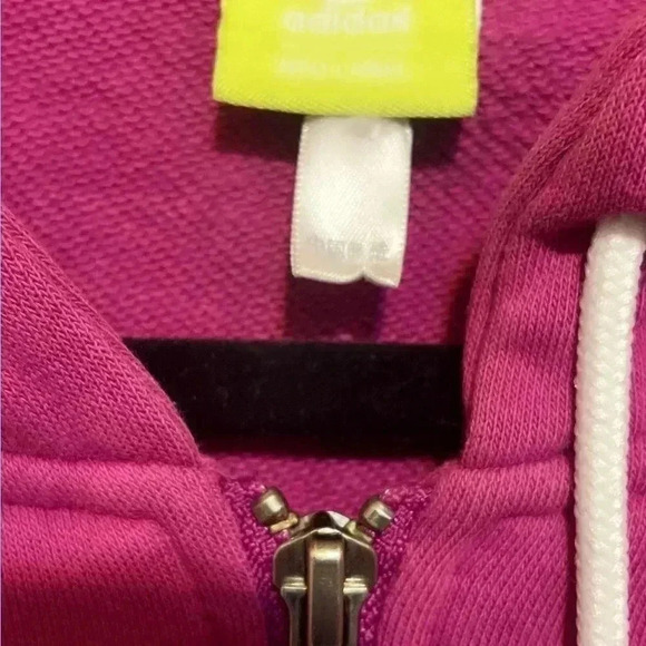 Adidas vintage oversized print purple casual LS front zipper hoodie L - Picture 3 of 4